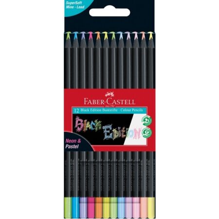 FABER CASTELL ΞΥΛΟΜΠΟΓΙΕΣ ΜΑΥΡΕΣ NEON ΠΑΣΤΕΛ 116410
