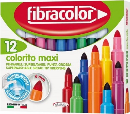 FIBRACOLOR ΜΑΡΚΑΔΟΡΟΙ COLORITO MAXI 6 mm 12 ΧΡΩΜΑΤΩΝ 10630SW012SC