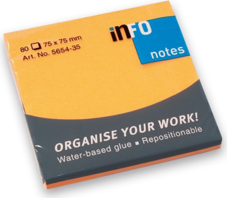 INFO NOTES ΧΑΡΤΑΚΙΑ BRILLIANT ΠΟΡΤΟΚΑΛΙ 80 ΦΥΛΛΩΝ 75Χ75mm 5654-35