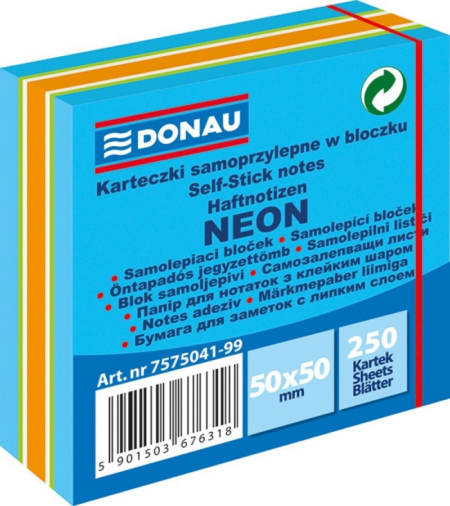 ΚΥΒΟΣ DONAU NOTE ΕΤΙΚΕΤΕΣ NEON 50Χ50 250Φ ΜΠΛΕ ΠΟΛΩΝΙΑ