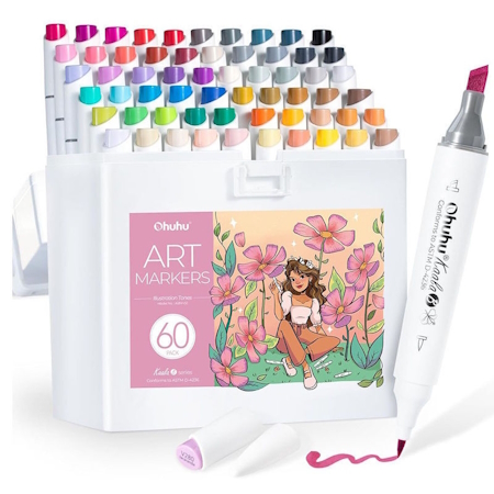 OHUHU ΣΕΤ 60 ΜΑΡΚΑΔΟΡΟΙ ΜΕ 2 ΜΥΤΕΣ BRUSH & CHISEL KAALA MANGA ILLUSTRATION Y30-80405-43